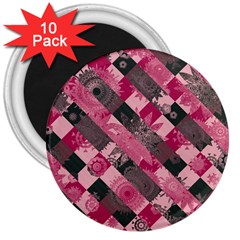 Abstract Pink Grey Stripes 3  Magnets (10 Pack)  by SpinnyChairDesigns