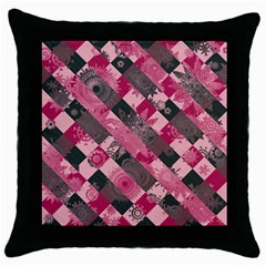 Abstract Pink Grey Stripes Throw Pillow Case (black) by SpinnyChairDesigns