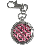 Abstract Pink Grey Stripes Key Chain Watches Front