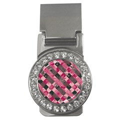 Abstract Pink Grey Stripes Money Clips (cz)  by SpinnyChairDesigns