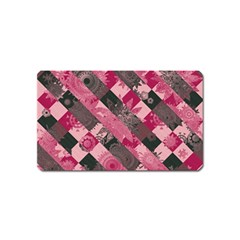 Abstract Pink Grey Stripes Magnet (name Card) by SpinnyChairDesigns