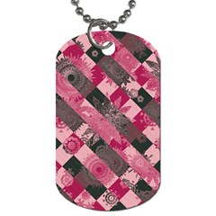 Abstract Pink Grey Stripes Dog Tag (one Side) by SpinnyChairDesigns