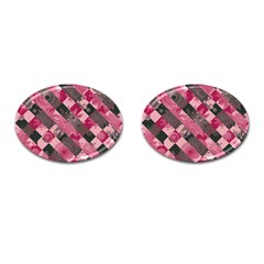 Abstract Pink Grey Stripes Cufflinks (oval) by SpinnyChairDesigns