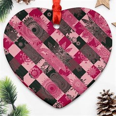 Abstract Pink Grey Stripes Heart Ornament (two Sides) by SpinnyChairDesigns