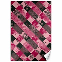 Abstract Pink Grey Stripes Canvas 12  X 18  by SpinnyChairDesigns