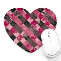 Abstract Pink Grey Stripes Heart Mousepads by SpinnyChairDesigns