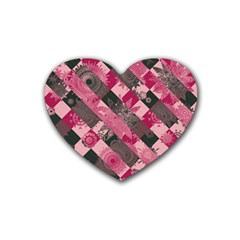 Abstract Pink Grey Stripes Heart Coaster (4 Pack)  by SpinnyChairDesigns