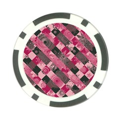 Abstract Pink Grey Stripes Poker Chip Card Guard by SpinnyChairDesigns