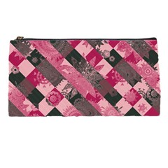 Abstract Pink Grey Stripes Pencil Case by SpinnyChairDesigns