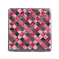 Abstract Pink Grey Stripes Memory Card Reader (square 5 Slot) by SpinnyChairDesigns