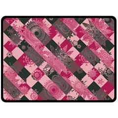 Abstract Pink Grey Stripes Fleece Blanket (large)  by SpinnyChairDesigns