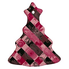 Abstract Pink Grey Stripes Christmas Tree Ornament (two Sides) by SpinnyChairDesigns