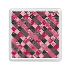 Abstract Pink Grey Stripes Memory Card Reader (square) by SpinnyChairDesigns