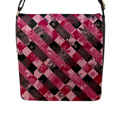 Abstract Pink Grey Stripes Flap Closure Messenger Bag (l) by SpinnyChairDesigns