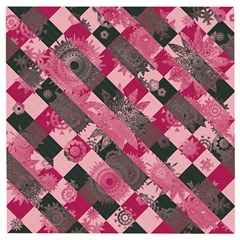 Abstract Pink Grey Stripes Wooden Puzzle Square by SpinnyChairDesigns