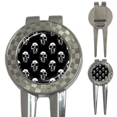 Black And White Skulls 3-in-1 Golf Divots by SpinnyChairDesigns