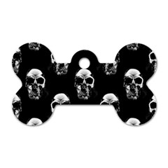 Black And White Skulls Dog Tag Bone (one Side) by SpinnyChairDesigns