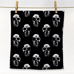 Black And White Skulls Face Towel by SpinnyChairDesigns