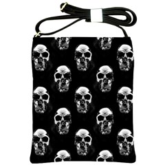 Black And White Skulls Shoulder Sling Bag by SpinnyChairDesigns