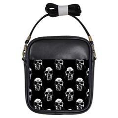 Black And White Skulls Girls Sling Bag