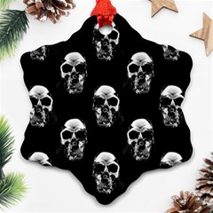 Black And White Skulls Snowflake Ornament (two Sides) by SpinnyChairDesigns