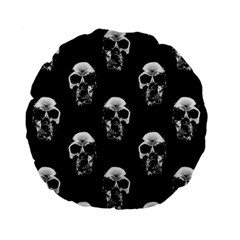 Black And White Skulls Standard 15  Premium Round Cushions by SpinnyChairDesigns