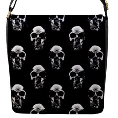 Black And White Skulls Flap Closure Messenger Bag (s) by SpinnyChairDesigns