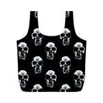 Black and White Skulls Full Print Recycle Bag (M) Front