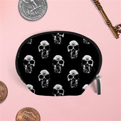 Black And White Skulls Accessory Pouch (small) by SpinnyChairDesigns