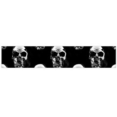 Black And White Skulls Large Flano Scarf  by SpinnyChairDesigns