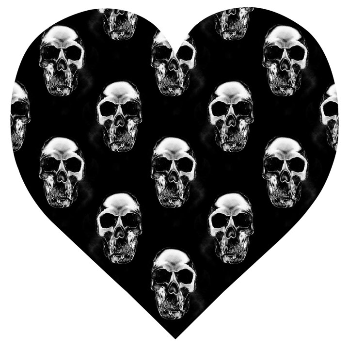 Black and White Skulls Wooden Puzzle Heart