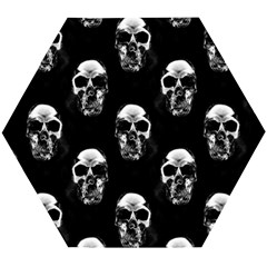 Black And White Skulls Wooden Puzzle Hexagon by SpinnyChairDesigns