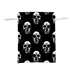 Black And White Skulls Lightweight Drawstring Pouch (m) by SpinnyChairDesigns