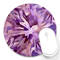 Plum Purple Abstract Floral Pattern Round Mousepads by SpinnyChairDesigns