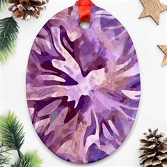 Plum Purple Abstract Floral Pattern Ornament (oval) by SpinnyChairDesigns