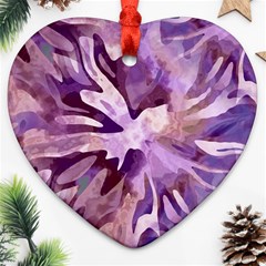 Plum Purple Abstract Floral Pattern Ornament (heart) by SpinnyChairDesigns