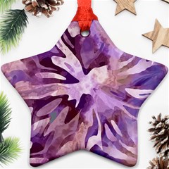 Plum Purple Abstract Floral Pattern Ornament (star) by SpinnyChairDesigns