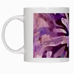 Plum Purple Abstract Floral Pattern White Mugs by SpinnyChairDesigns