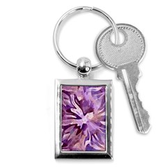 Plum Purple Abstract Floral Pattern Key Chain (rectangle) by SpinnyChairDesigns