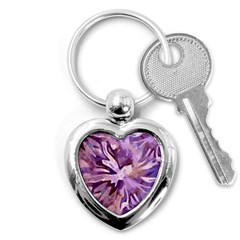 Plum Purple Abstract Floral Pattern Key Chain (heart) by SpinnyChairDesigns