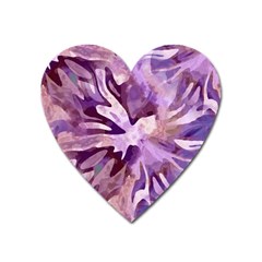 Plum Purple Abstract Floral Pattern Heart Magnet by SpinnyChairDesigns