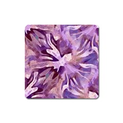 Plum Purple Abstract Floral Pattern Square Magnet by SpinnyChairDesigns