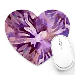 Plum Purple Abstract Floral Pattern Heart Mousepads by SpinnyChairDesigns