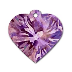 Plum Purple Abstract Floral Pattern Dog Tag Heart (one Side) by SpinnyChairDesigns