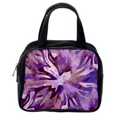 Plum Purple Abstract Floral Pattern Classic Handbag (one Side) by SpinnyChairDesigns