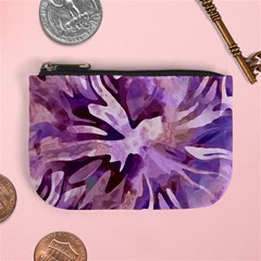 Plum Purple Abstract Floral Pattern Mini Coin Purse by SpinnyChairDesigns