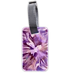 Plum Purple Abstract Floral Pattern Luggage Tag (two Sides) by SpinnyChairDesigns