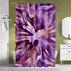 Plum Purple Abstract Floral Pattern Shower Curtain 48  X 72  (small)  by SpinnyChairDesigns