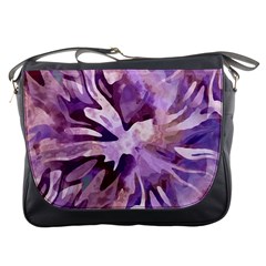 Plum Purple Abstract Floral Pattern Messenger Bag by SpinnyChairDesigns