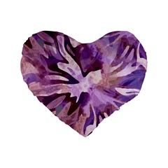 Plum Purple Abstract Floral Pattern Standard 16  Premium Heart Shape Cushions by SpinnyChairDesigns